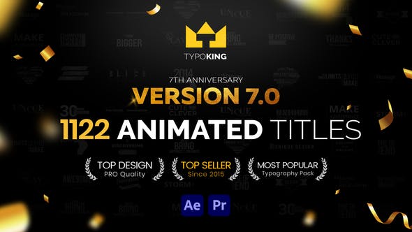 PR脚本-1122个现代新颖时尚精美个性文字标题排版动画 TypoKing V7.0-精品资源站