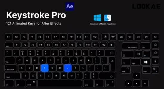 AE模板-虚拟键盘按键快捷键操作动画 Keystroke Pro for After Effects-精品资源站