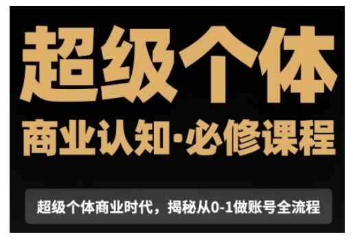 超级个体商业认知觉醒视频课，商业认知·必修课程揭秘从0-1账号全流程-精品资源站