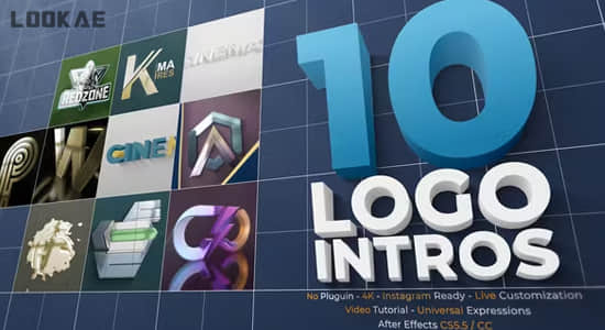 AE模板-10组简洁三维立体LOGO标志影视片头 Cinematic 3D Logo Intros Pack-精品资源站
