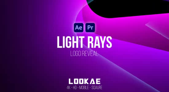 AE/PR模板-简洁大气放射光线LOGO标志片头动画 Light Rays Logo Reveal-精品资源站
