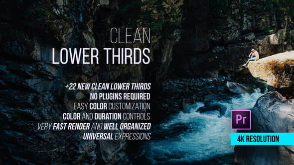 Premiere预设：22个现代简洁文字标题字幕条4K动画 Clean Lower Thirds-精品资源站