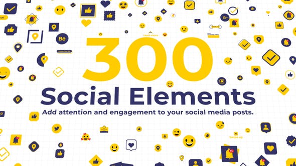 AE/PR模板-300种视频网络媒体社交图形元素动画 Social Elements-精品资源站