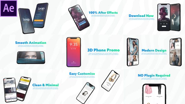 AE模板-三维智能手机界面APP演示动画 3D Smartphone Presentation for After Effects-精品资源站