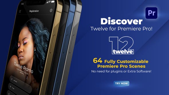 PR脚本-64个三维手机APP应用宣传介绍展示片头动画 Twelve App Promo for Premiere Pro-精品资源站