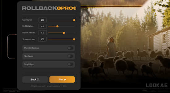 AE/PR脚本-一键快速生成8mm胶片噪点刮痕光效叠加效果插件 ROLLBACK8 Pro + 使用教程-精品资源站