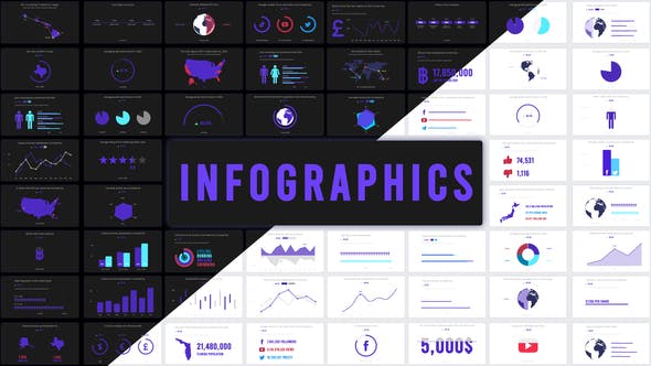 PR模板/AE模板-127种彩色优雅公司企业商务信息图表动画 Infographics-精品资源站