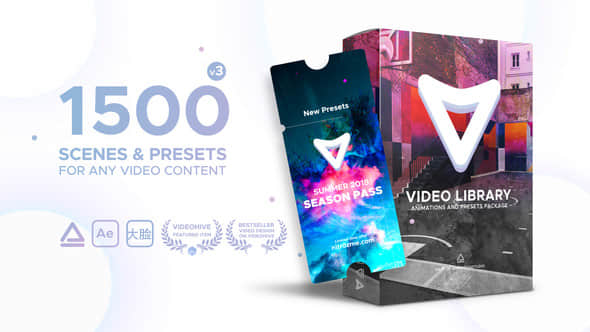 AE脚本：1500种视频特效包装动画预设 Video Library V3 Win/Mac-精品资源站
