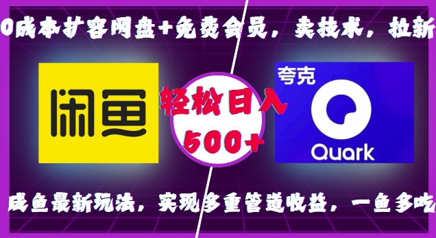 0成本扩容网盘+免费会员，卖技术，拉新，咸鱼最新玩法，实现多重管道收益，一鱼多吃，轻松日入500+-精品资源站