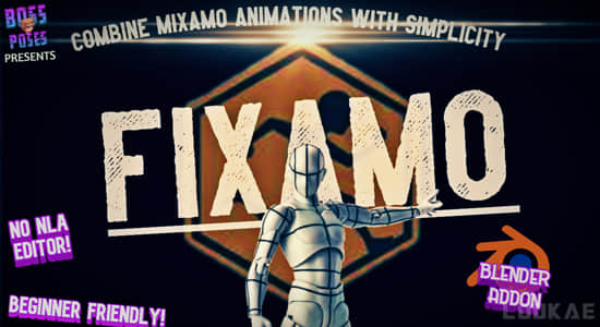 三维骨骼模型复制粘贴绑定Blender插件 Fixamo v1.0-精品资源站
