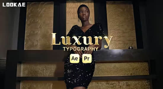 AE/PR模板-时尚奢华金色闪耀文字标题包装动画 Luxury Typography-精品资源站