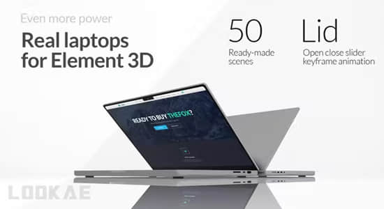 52种使用E3D插件制作笔记本设备APP应用界面介绍动画AE模板-精品资源站