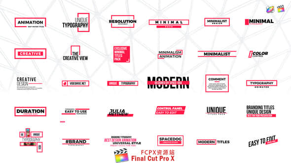 FCPX插件：30个迷你现代商务风格字幕标题动画 Minimal Titles-精品资源站