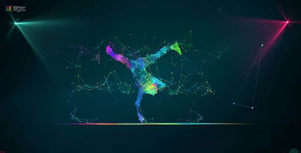 AE模板-点线科技感抽象舞者粒子动画LOGO片头 Plexus Dance Intro-精品资源站