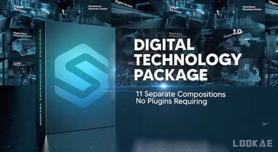 AE模板-未来数字技术信息展示动画 Digital Technology Package-精品资源站