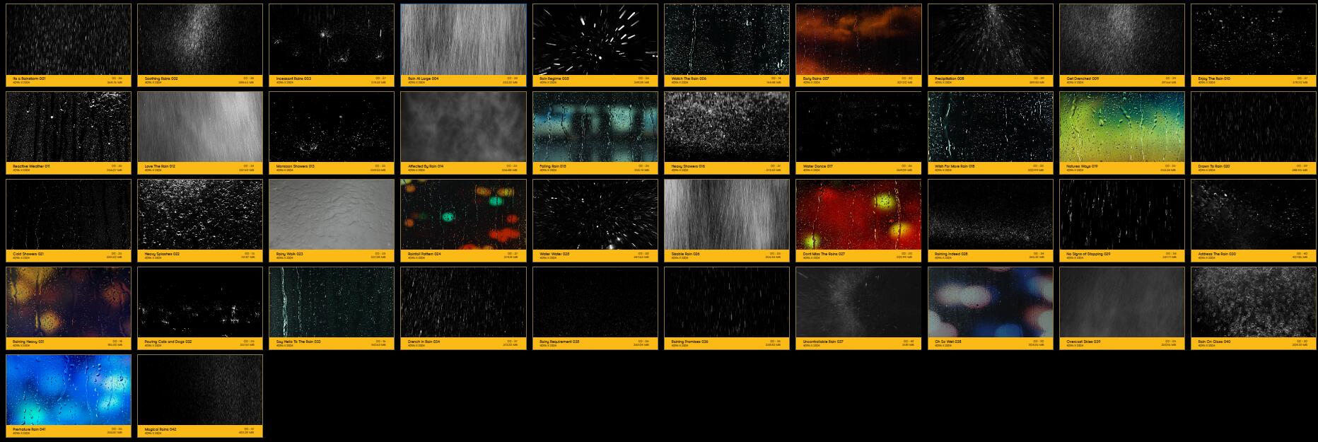 4K视频素材 133个微风细雨狂风暴雨下雨雨水雨滴雨珠4K动画 Rain Fall