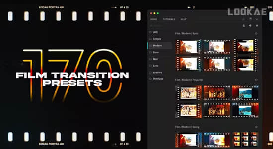 AE/PR脚本-170组复古老电影胶片转场过渡预设 Film Transitions-精品资源站