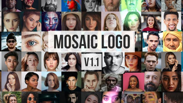 AE模板-多张图片马赛克照片墙LOGO片头 Mosaic Photos Logo Reveal V 1.1-精品资源站