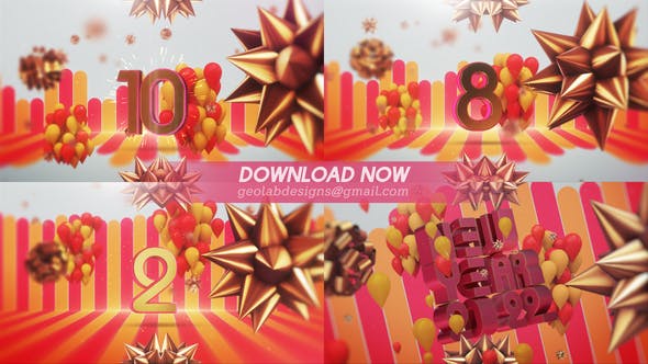 AE模板-三维设计场景10秒数字倒计时新年快乐开场片头 New Year 2022 Countdown-精品资源站