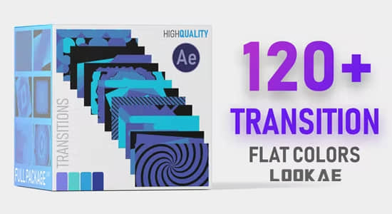 AE脚本/模板-120种平面二维彩色图形转场过渡动画预设 Flat Color Transition Pack HD-精品资源站