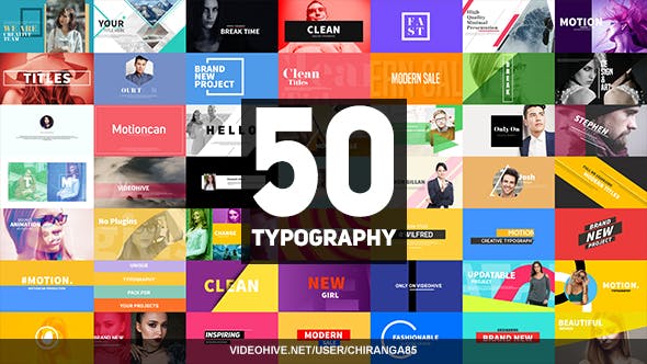 AE模板-50个时尚宣传文字图文排版标题动画 50 Typography-精品资源站