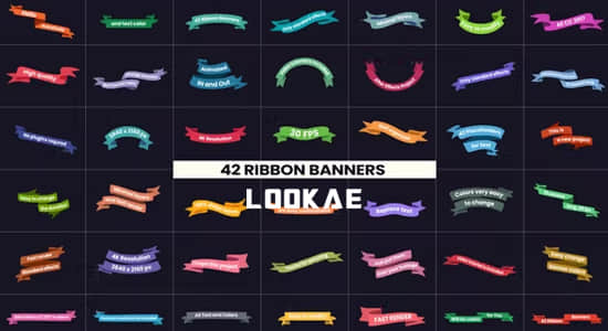 AE模板-42个丝带横幅条文字标题动画 Ribbon Banners-精品资源站