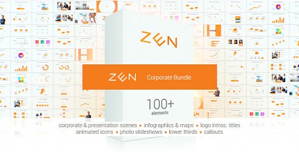 AE模板-126个独特公司企业商务信息数据图表演示集合 Zen Presentation Bundle-精品资源站