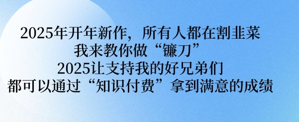2025年开年新作，所有人都在割韭菜，我来教你做“镰刀” 2025让支持我的好兄弟们都可以通过“知识付费”拿到满意的成绩【揭秘】-精品资源站