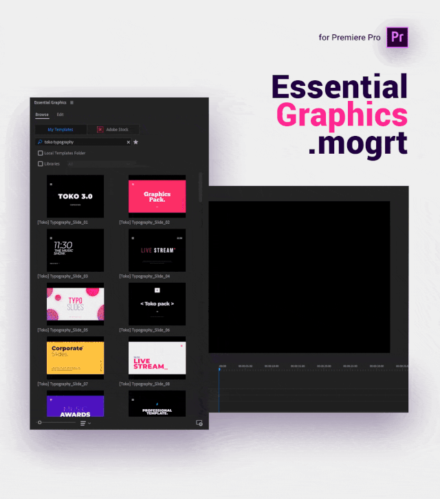 Premiere预设-1450种时尚排版包装LOGO标题字幕条转场背景图形元素动画Graphics Pack TOKO V3-LookAE.com Premiere预设-1450种时尚排版包装LOGO标题字幕条转场背景图形元素动画Graphics Pack TOKO V3