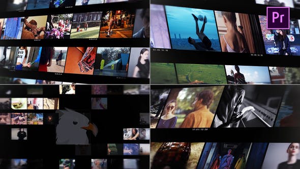 PR模板-现代多画面组合视频墙展示动画 Modern Video Frame-精品资源站