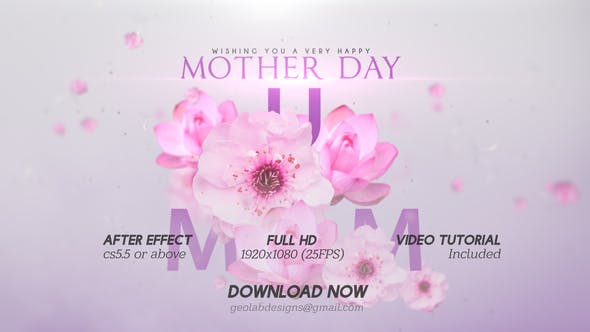 AE模板-三月八日妇女节母亲节漂亮鲜花文字标题展示开场片头 Mother Day Titles-精品资源站