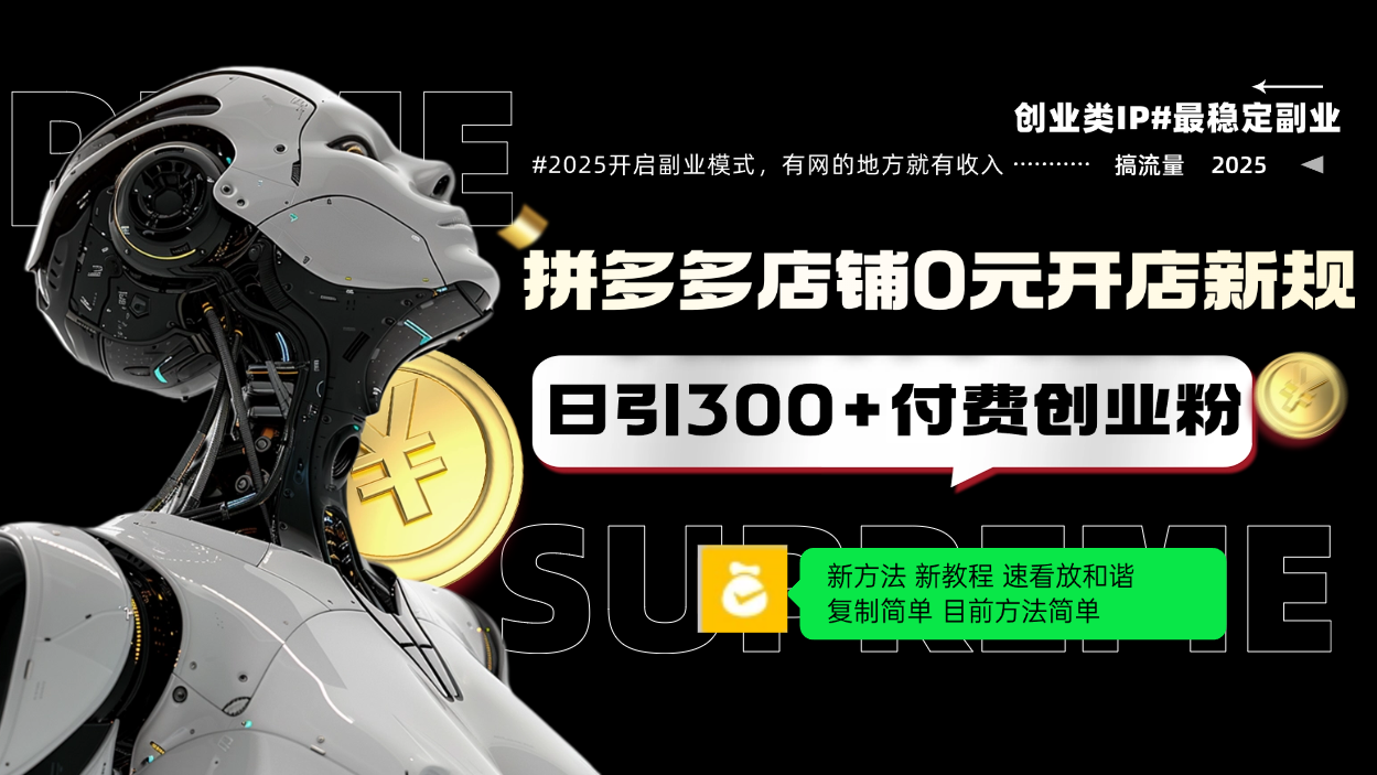 拼多多店铺0元开店新规，日引300+付费创业粉，目前方法简单复制粘贴可矩阵-精品资源站