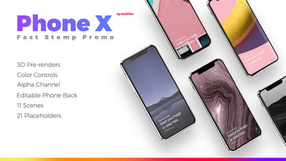 AE模板：三维iPhone X手机快闪APP介绍展示动画片头 App Promo Stomp – Phone X-精品资源站