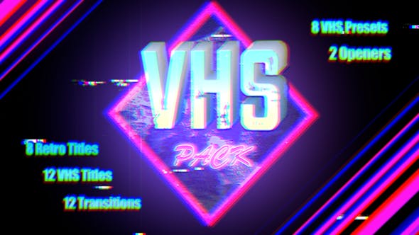 FCPX插件-八十年代复古录像机效果转场文字标题特效 VHS Pack-精品资源站