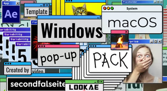 AE模板-个性化电脑弹窗动画 Windows macOS Pop-up Pack-精品资源站