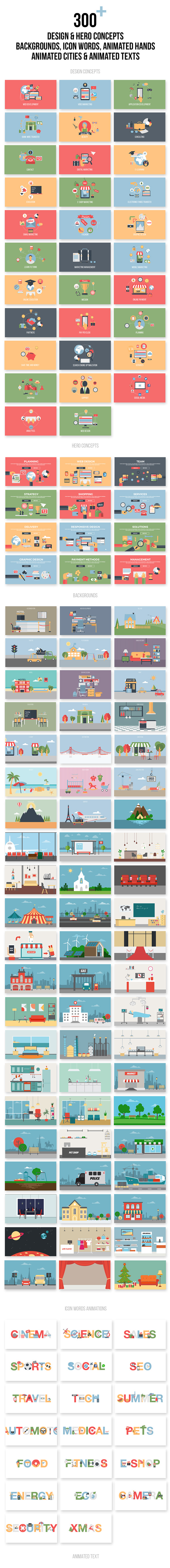 AE脚本+模板-2000个MG扁平化多类型Icon图标场景动画工具包 V17