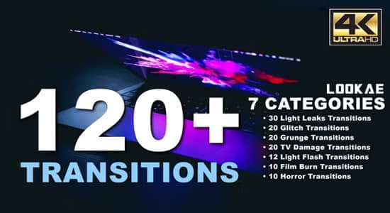 120个镜头光效故障损坏胶片污渍转场过渡4K视频素材 Transitions-精品资源站