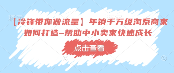 【冷锋带你做流量】年销千万级淘系商家如何打造–帮助中小卖家快速成长-精品资源站