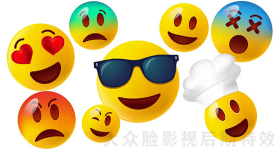 视频素材-8个超级巨大卡通Emoji表情动画4K高清视频素材（有透明通道）-精品资源站