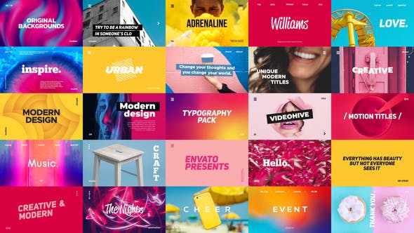 AE模板-30种时尚炫彩文字标题动画 Typography Pack-精品资源站