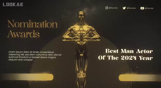 AE模板-风格化水墨效果颁奖典礼展示开场片头 Award Nomination-精品资源站