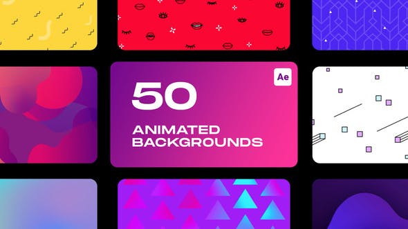 AE脚本-50种时尚精美彩色渐变图形背景动画 Animated Backgrounds-精品资源站