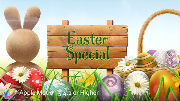 Apple Motion模板-卡通可爱花丛图文展示开场 Easter Special Promo-精品资源站
