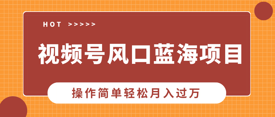 视频号风口蓝海项目，中老年人的流量密码，操作简单轻松月入过万-精品资源站