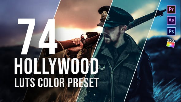 74个好莱坞电影级LUTS调色预设(FCPX/PR/PS/AE/达芬奇/OFX) Hollywood LUT Color Grading Pack-精品资源站