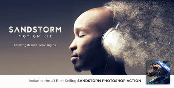 Ae脚本/Ps动作：飞沙尘土烟雾破碎消散粒子特效SandStorm Motion Kit 1.5 + 使用教程-精品资源站