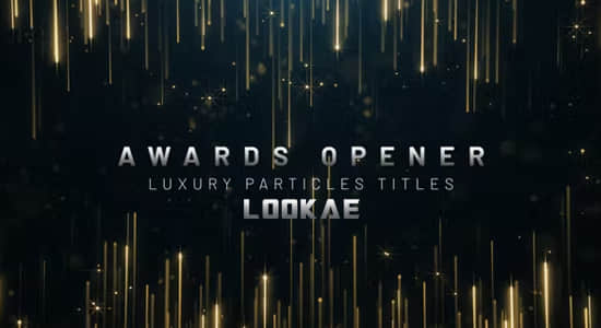 AE模板-抽象金色线条粒子背景文字标题开场片头动画 Awards Luxury Titles-精品资源站