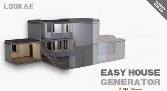 Blender插件-室内设计三维房屋搭建生成器 Easy House Generator-精品资源站