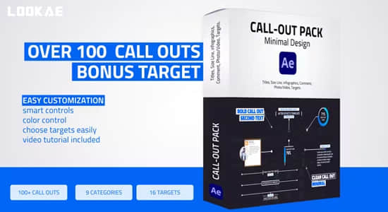 AE模板-100个商品介绍呼出线条文字标题介绍注释动画 Unique Call – Outs Pack-精品资源站