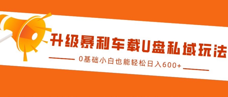 升级暴利车载U盘私域玩法，0基础小白也能轻松日入多张【揭秘】-精品资源站